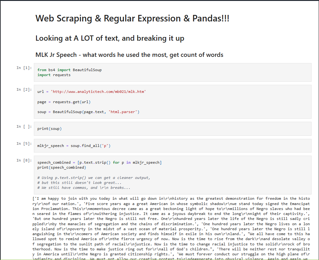 Web Scraping + Regex + Pandas Project
